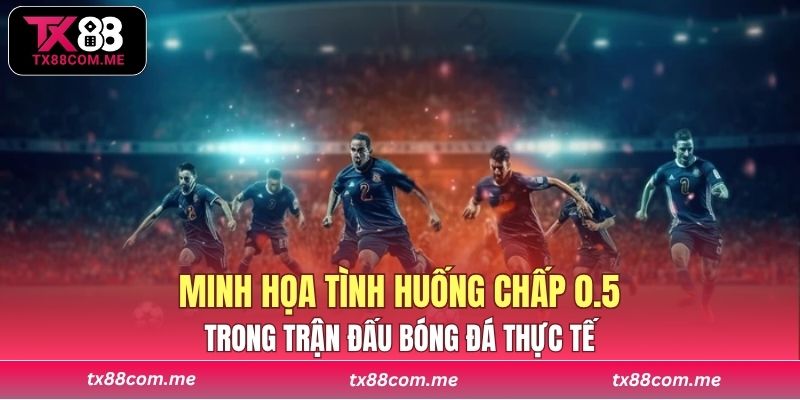 Minh họa tình huống chấp 0.5 trong trận đấu bóng đá thực tế